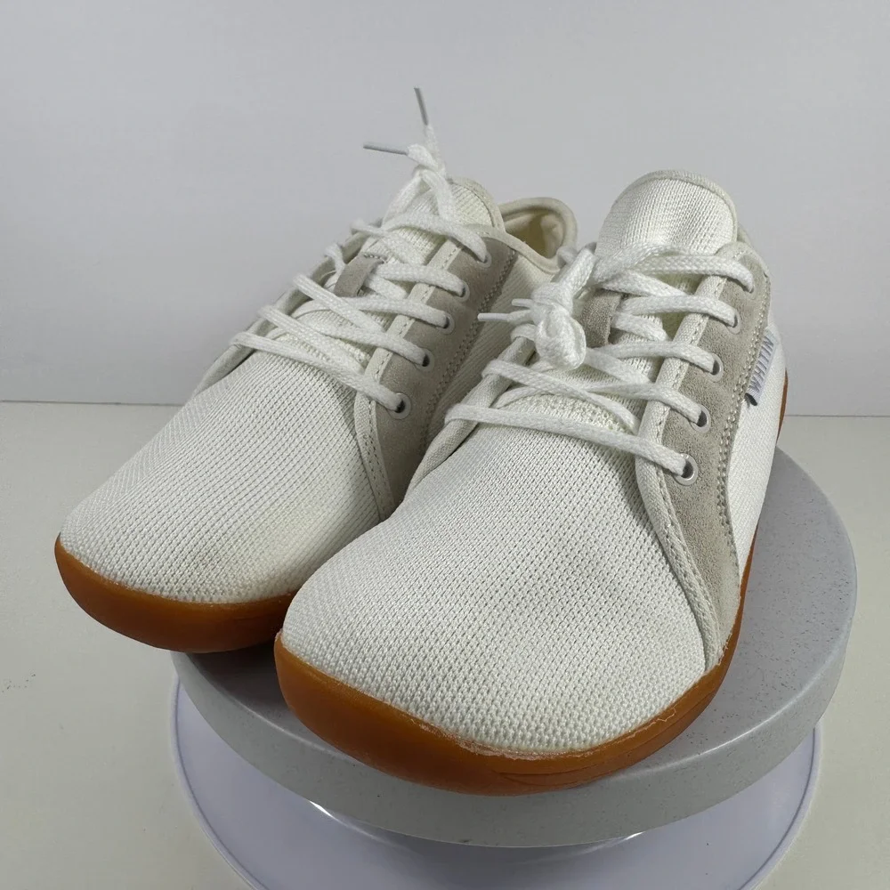 WHITIN Men's Minimalist Barefoot Shoes White Gum Sole Lace Up Casual 9